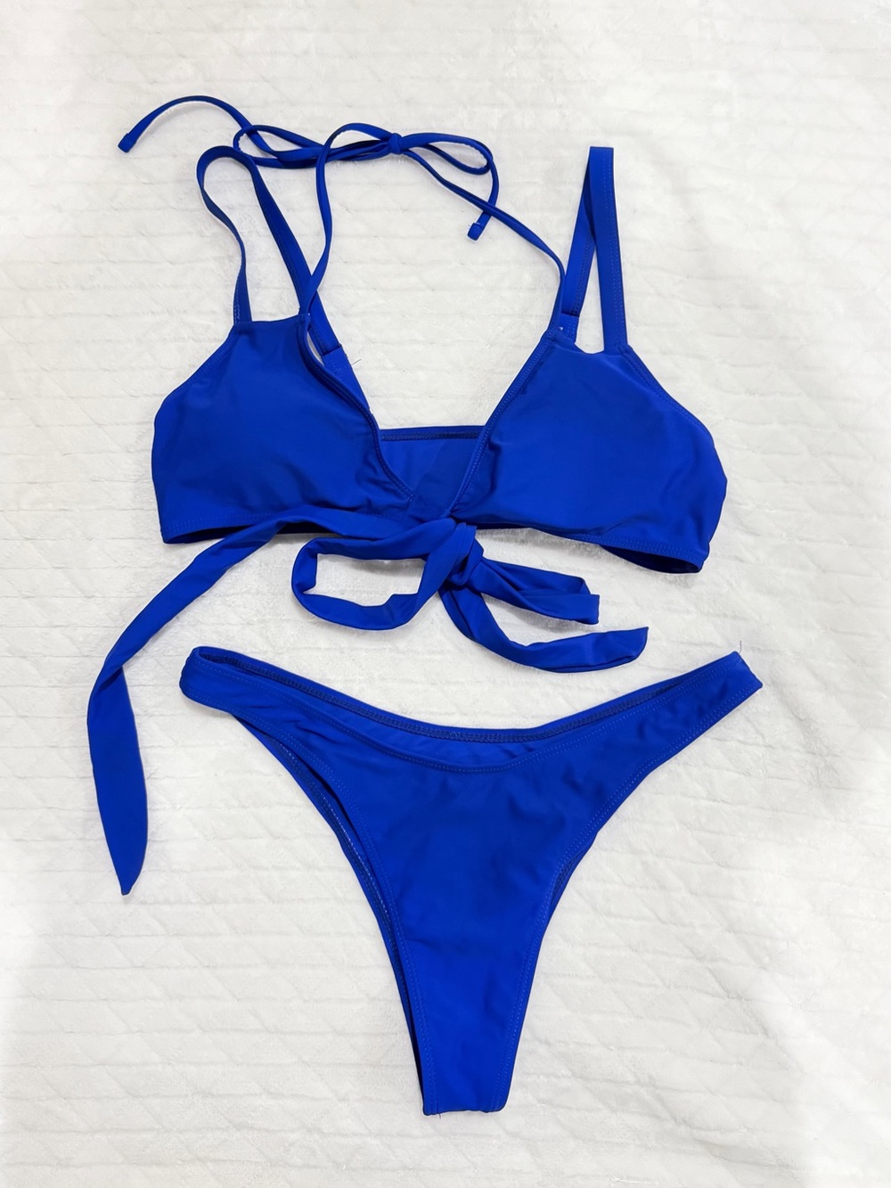 Classic Cobalt Tie-Back Bikini Set - Adjustable Two-Piece Swimwear
